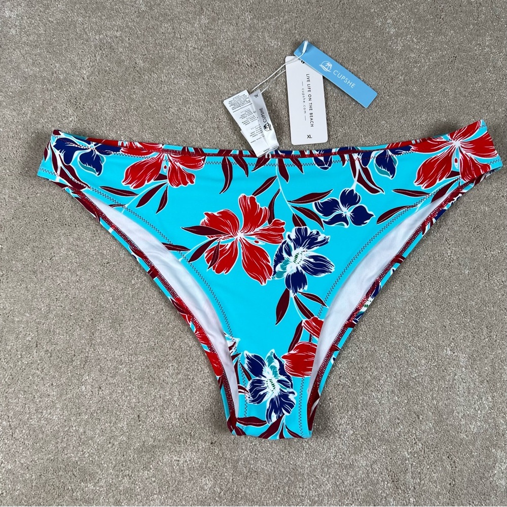 CUPSHE Bikini Bottom Floral Turquoise New‎ XL